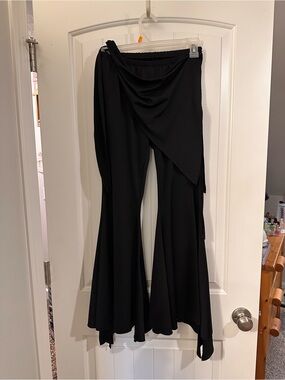 Dance wear belly dance, Black Draped Flared Pants